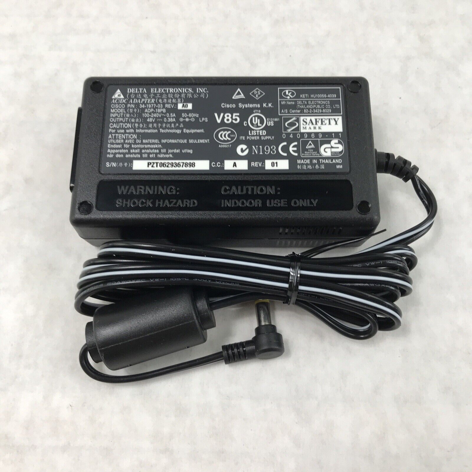 *Brand NEW* Delta Electronics 48V 0.38A AC Adapter 34-1977-03 ADP-18PB POWER Supply